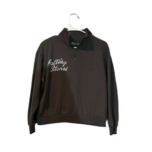 The Rolling Stones Quarter Zip Cropped Sweatshirt‎ Women's Size Small